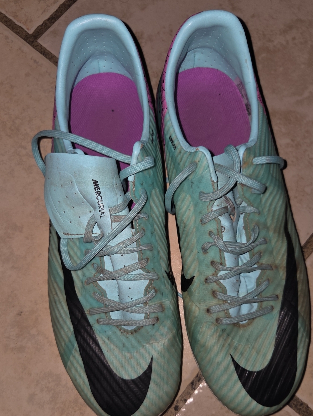 Nike Mercurial Women’s Soccer Cleats in Light Aqua with Black Swoosh